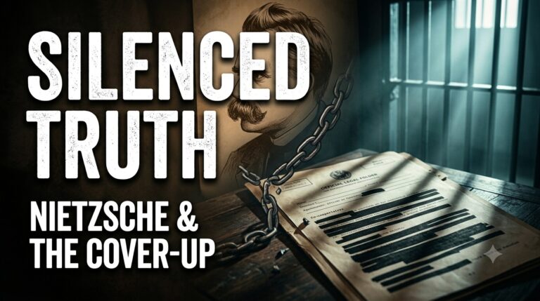 Book-cover artwork reading 'Silenced Truth: Nietzsche and the Cover-Up'